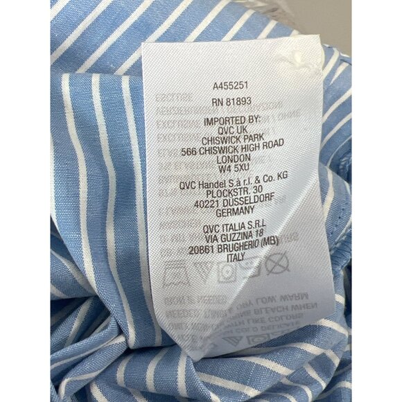 Candace Cameron Bure Regular Hi Low Boyfriend Shirt Womens L Regatta Stripe NEW - Picture 7 of 8